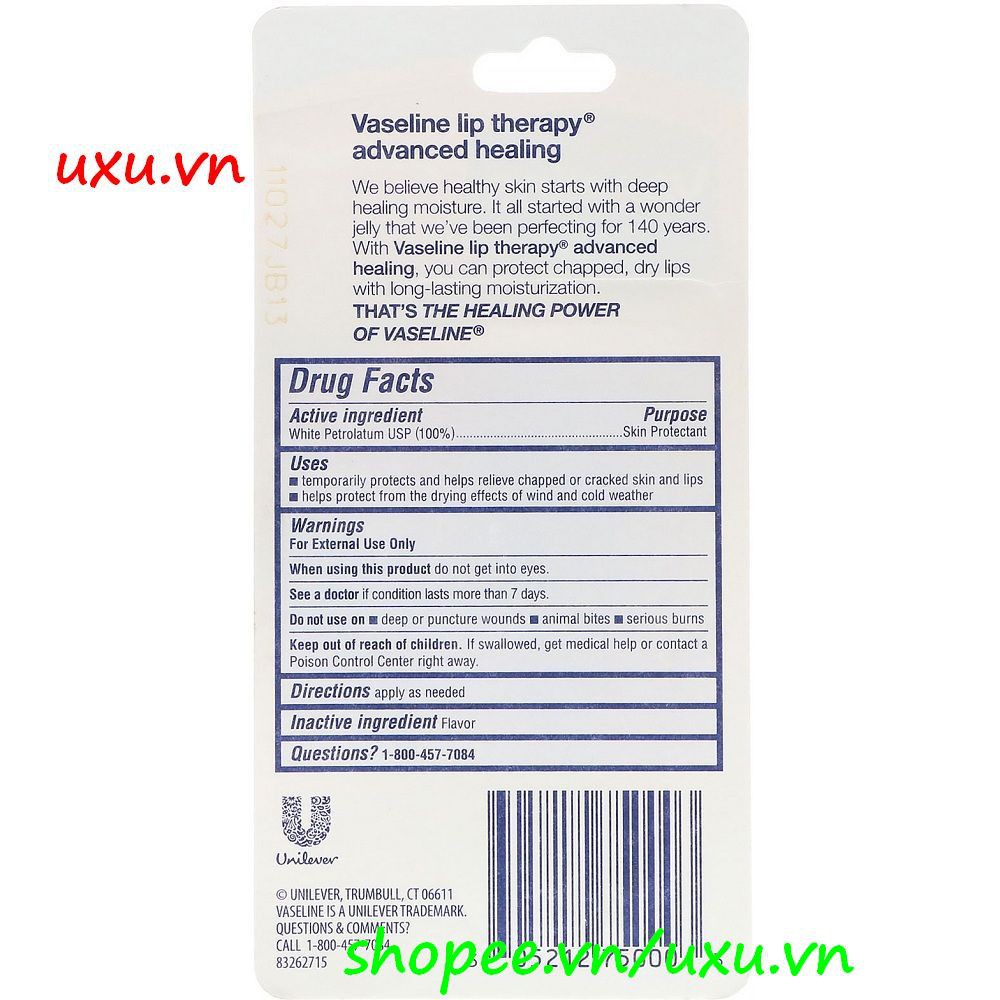 Tuýp Dưỡng Môi Vaseline 10G Lip Therapy Advanced Healing, Với uxu.vn Tất Cả Là Chính Hãng.