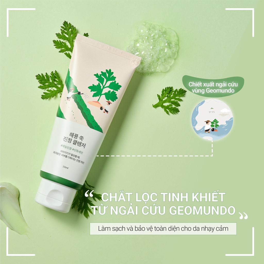 Sữa rửa mặt làm dịu chiết xuất ngải cứu Round Lab Mugwort Calming Cleanser 150ml