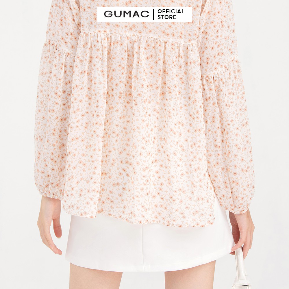Áo babydoll nữ tay dài GUMAC AB781 chất liệu vải Voan cao cấp