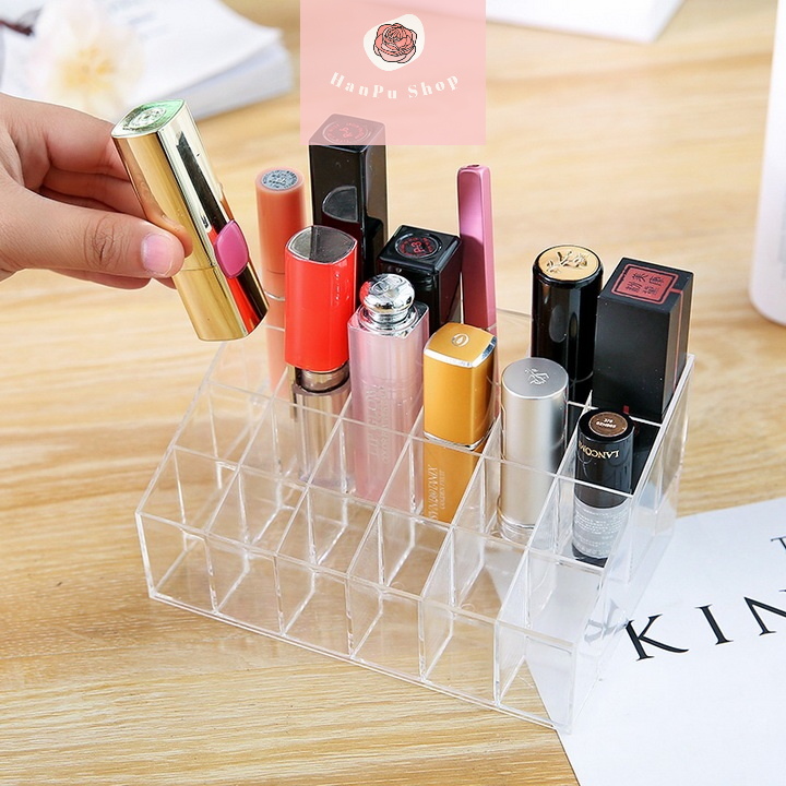 Khay Đựng Son Đựng Mỹ Phẩm Trong Suốt 24 Ô Xin Xắn