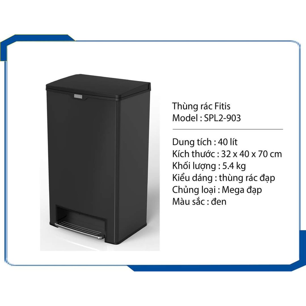 Thùng rác đạp chân 40l inox cao cấp Thùng rác nhà bếp Thùng rác văn phòng