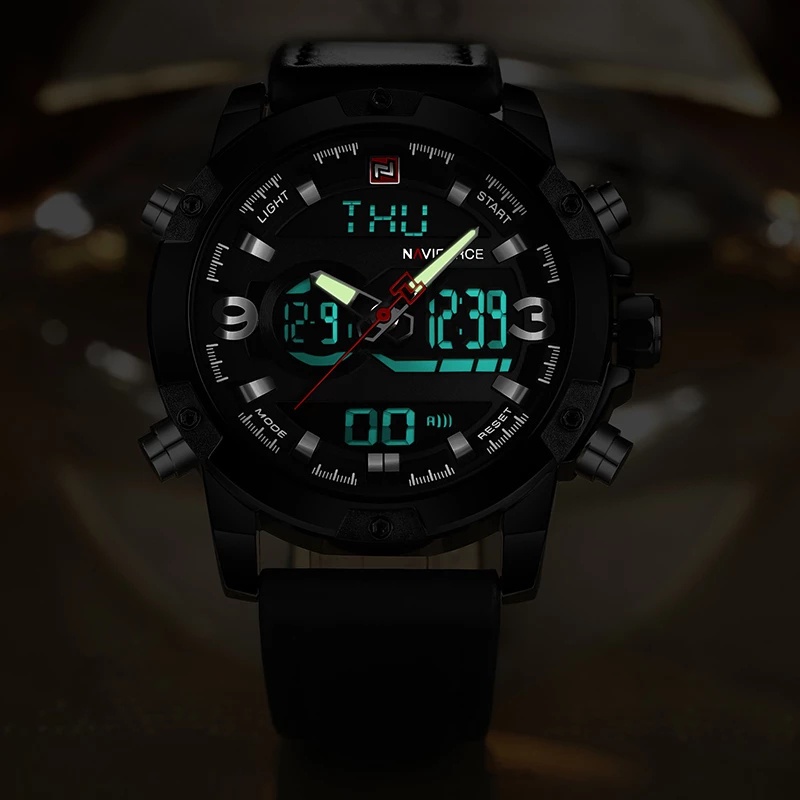 Naviforce Đồng Hồ Analog Máy Quartz Dây Da Chống Thấm Nước Kiểu Dáng Thể Thao Cho Nam
