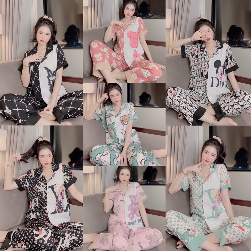 Đồ bộ Pijama Lụa Mango, chất lụa mềm mịn, không nhăn, không xù  Ảnh thật
