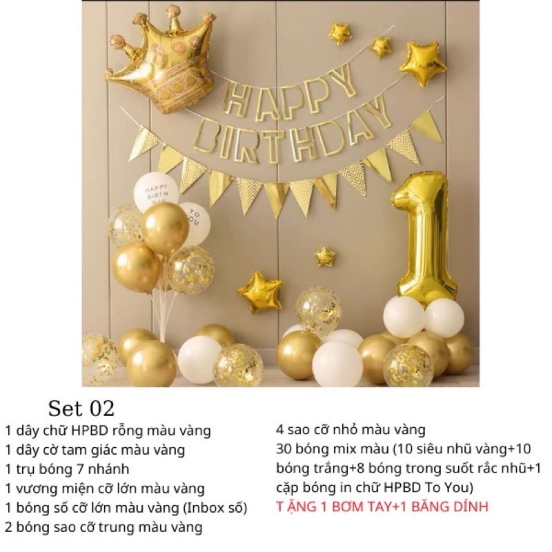 Sét bóng sinh nhật cho bé trai, sinh nhật cho bé gái Tặng kèm trụ 7 nhánh