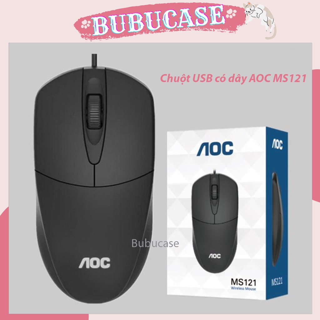 Chuột Có Dây AOC MS121 Cảm Biến Quang Học Hiệu Suất Cao/1200 DPI, Bề Mặt Mịn Màng Thoải Mái Khi Làm Việc, Con Lăn Cao Su