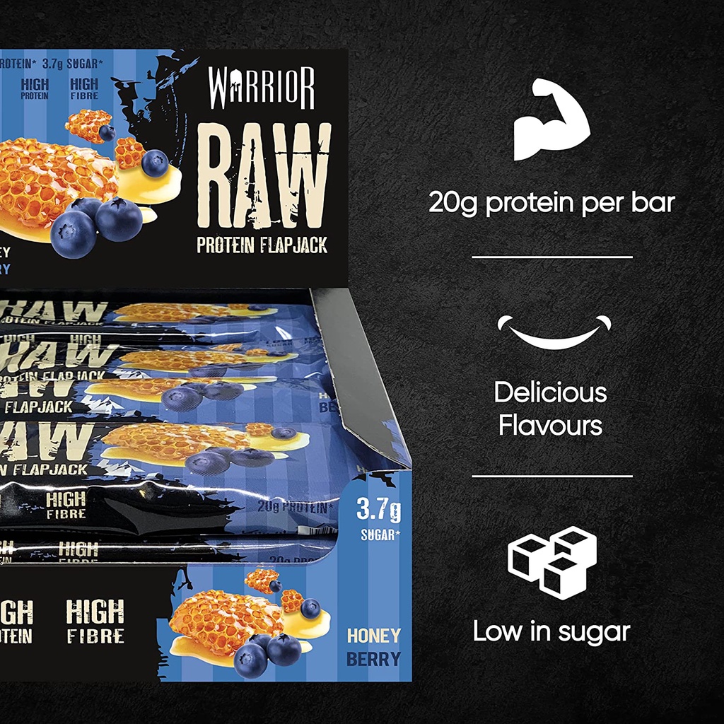 Bánh Warrior Protein RAW, Bánh Protein, nhiều chất xơ fiber, protein, ít béo, bổ sung năng lượng trước và sau tập