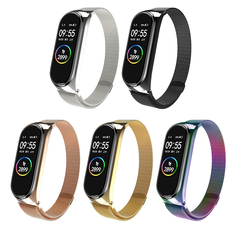 mi band 3&amp;4 5&amp;6 thay thế Dây đeo kim loại Dây đeo tay bằng thép không gỉ Vòng đeo tay Vòng đeo tay [NBmi001]