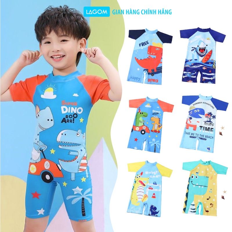[17-35kg] Đồ Bơi Bé Trai Size Đại | Bộ Bơi Trẻ Em Liền Thân Họa Tiết Khủng Long