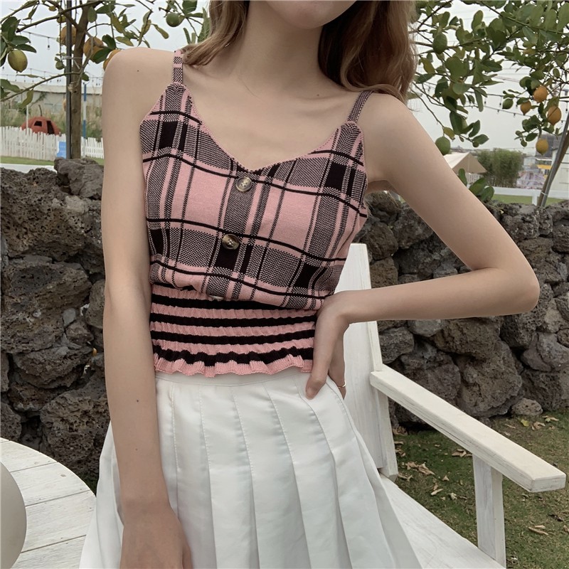 Áo dệt kim hai dây dáng ôm kiểu dáng thời trang dành cho nữ | BigBuy360 - bigbuy360.vn