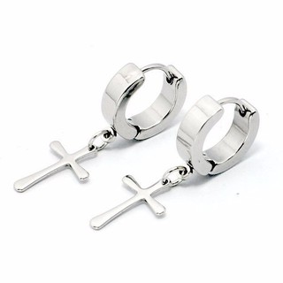 BLTGT - khuyên tai màu trắng bấm lỗ thánh giá nam /nữ nổi bật mã sản phẩm KG6414