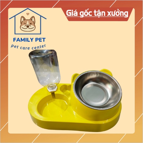 Bát inox đựng thức ăn tự động cho chó mèo, bát ăn đôi cho chó mèo