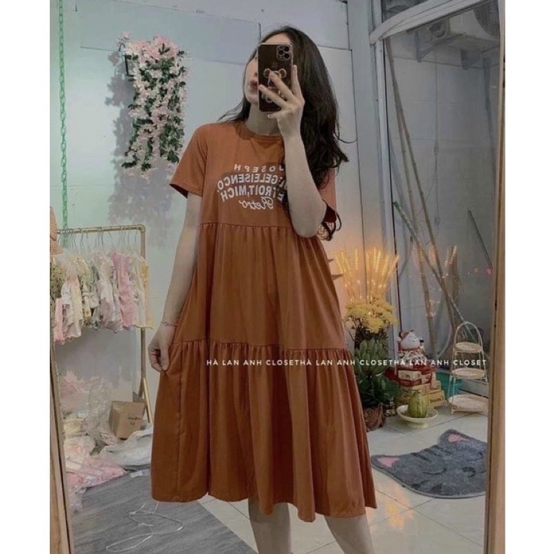 Váy Bầu Thời Trang Phối Tầng Xinh Xắn Mềm Mát, From Suông Thoải Mái Mẹ Mặc Đến Sinh V20