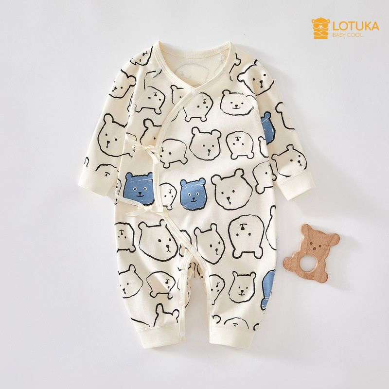 Bodysuit Buộc Dây, Đồ Liền Thân Dài Tay Thu Đông Chất Thun Mềm Mịn, Body Yukata Dễ Thương Cho Bé 3-12Kg