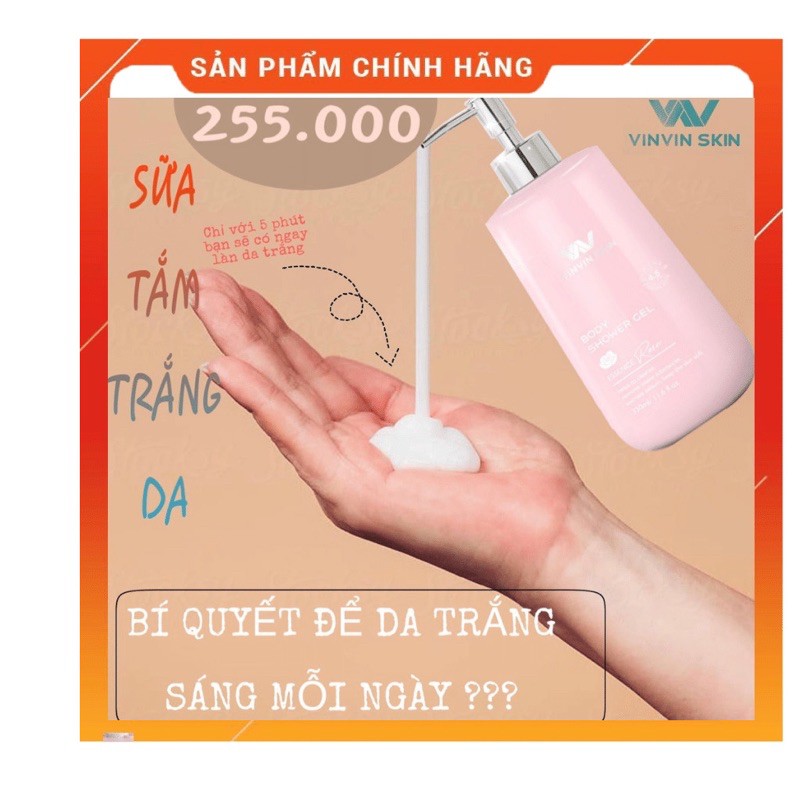 [FREESHIP]SỮA TẮM DƯỠNG TRẮNG DA HÀN QUỐC CHIẾT XUẤT HOA HỒNG - VINVIN SKIN TRẮNG HỒNG TỪ BÊN TRONG,NGĂN NGỪA LÃO HÓA DA