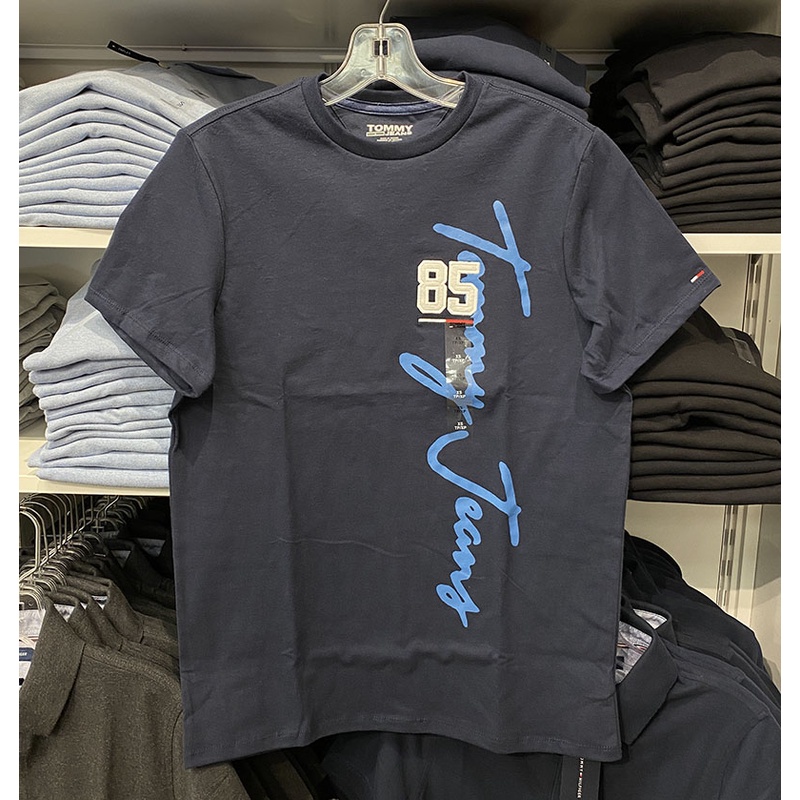 Áo Thun Cotton Tay Ngắn Cổ Tròn In Chữ Tommy Trẻ Trung Hợp Thời Trang Cho Nam
