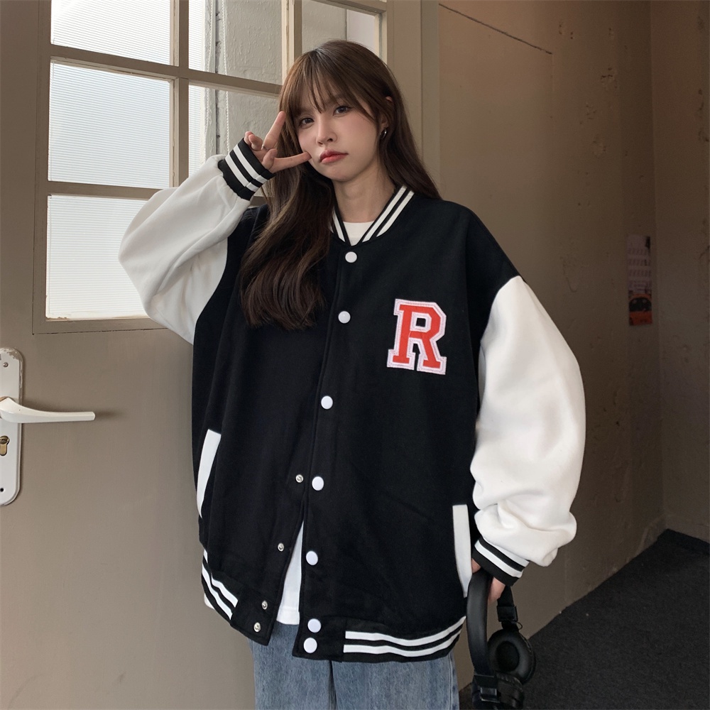Cofen Korean style loose-fitting versatile thin jacket baseball uniform jacket coat