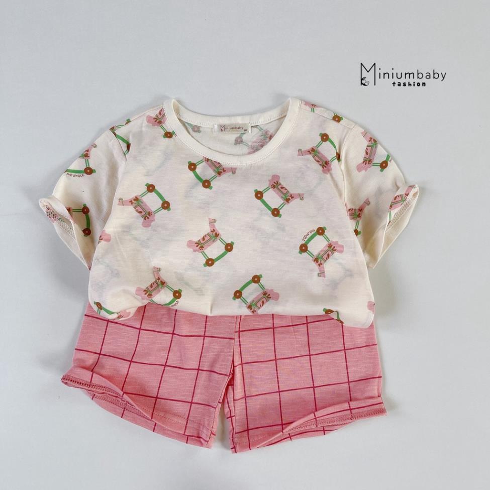Bộ đồ cộc tay unisex chất liệu 100% cotton trẻ em mặc mùa hè rất mát cho bé trai,bé gái từ 1-6 tuổi MiniumBaby SB1231