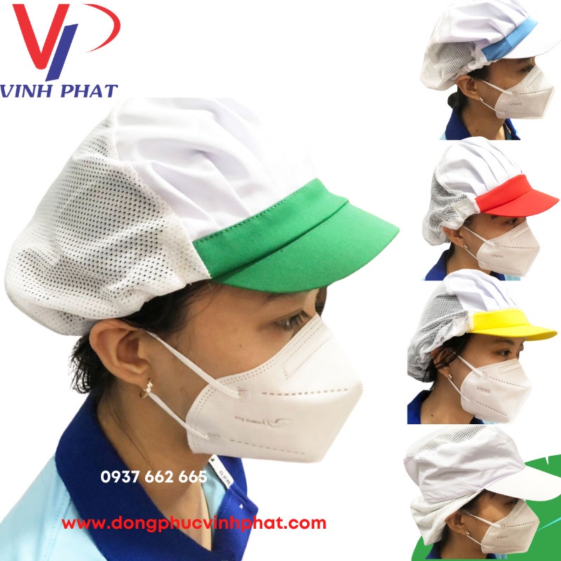 Nón Vải Lưới Đủ Màu Sắc Trùm Tóc Công Nhân Sản Xuất Thực Phẩm, Thuỷ Sản   - Hình thật, có sẵn.