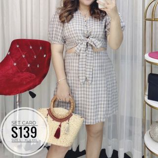 Set big size caro cột nơ từ 60kg-90kg.Hình thật mẫu mũm mĩm mặc chụp