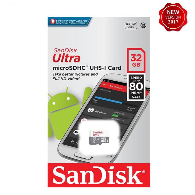 k89 Thẻ nhớ MicroSDHC SanDisk Ultra 533X 32GB 80MB/s - Model 2017 (Trắng bạc) 1