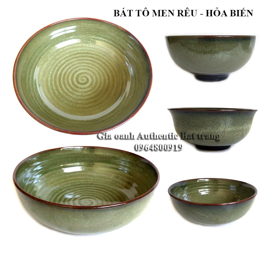 &quot;HOT&quot; BÁT TÔ MEN RÊU -  HỎA BIẾN - CAO CẤP. Xưởng gốm sứ Gia Oanh authentic bat trang chuyên bát đĩa nhà hàng sang trọng