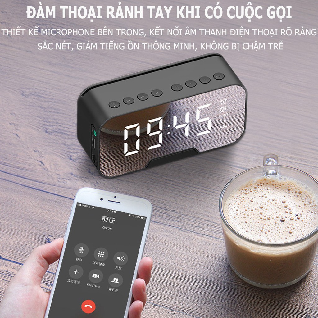 LOA BLUETOOTH ĐỒNG HỒ MẶT GƯƠNG G10 CAO CẤP 3IN1 | Đa Chức Năng - Thiết Kế Siêu Hiện Đại | Lỗi 1 Đổi 1 - 99011