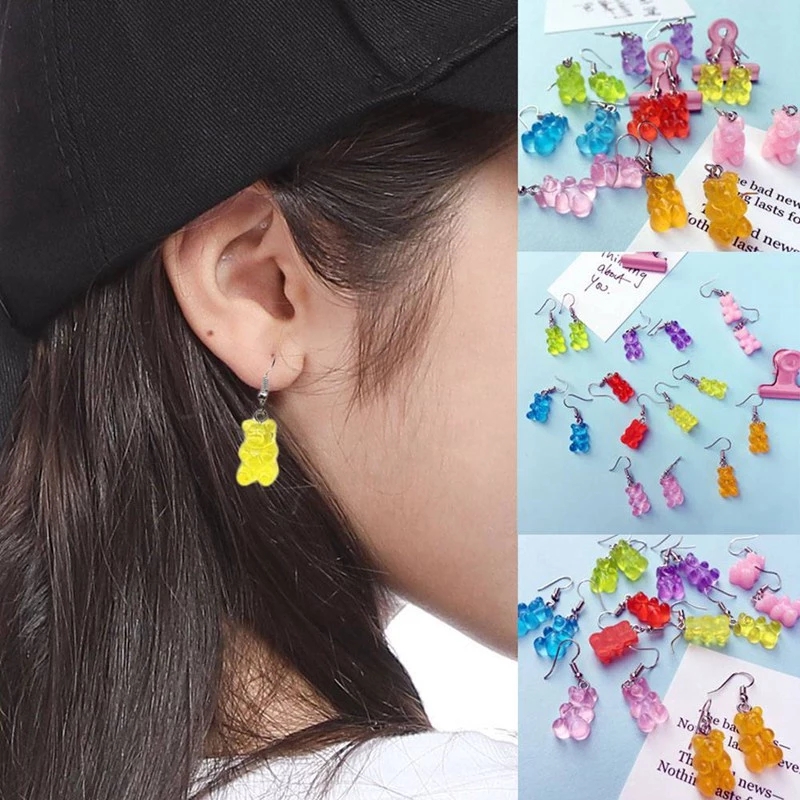 [WHOLESALE]1 Đôi Bông Tai Dài Hình Gấu Hoạt Hình Cho Nữ