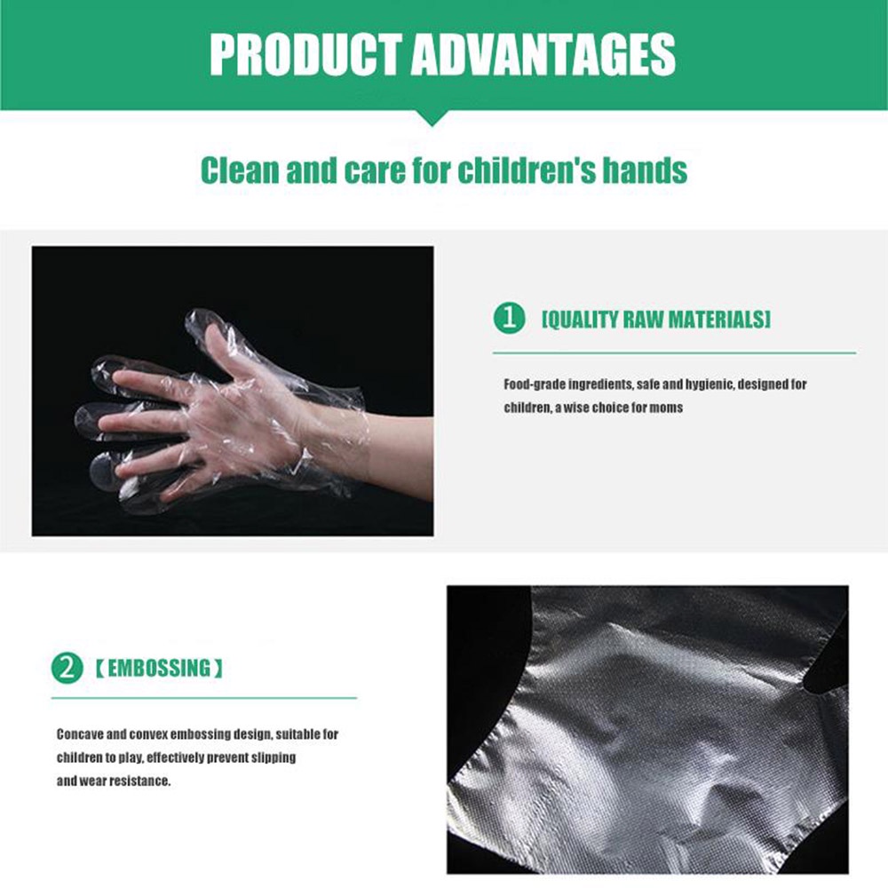 YIYU Set 100 găng tay sử dụng 1 lần đa năng cho trẻ em