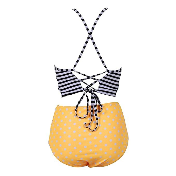 Mitang Striped polka dot swimsuit for women High waist | BigBuy360 - bigbuy360.vn