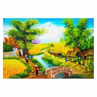 Tranh dán tường cánh đồng lúa, tranh quê hương, tranh tranh làng quê Việt, tranh dán tường việt nam nhiều mẫu