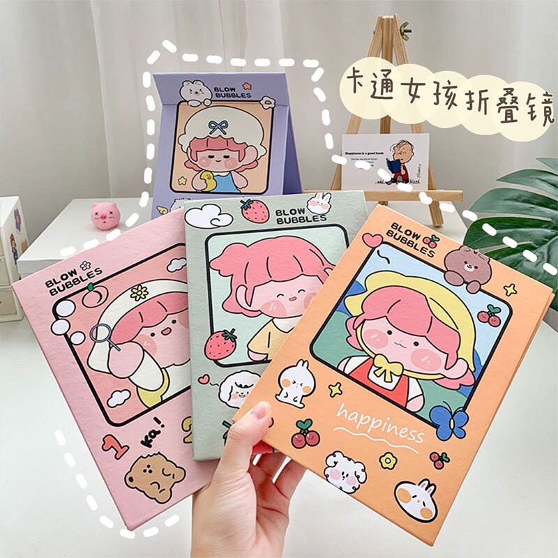 Gương Trang Điểm Để Bàn Gấp Gọn Hình Quyển Sách Siêu Cute KT: 21x14,5cm