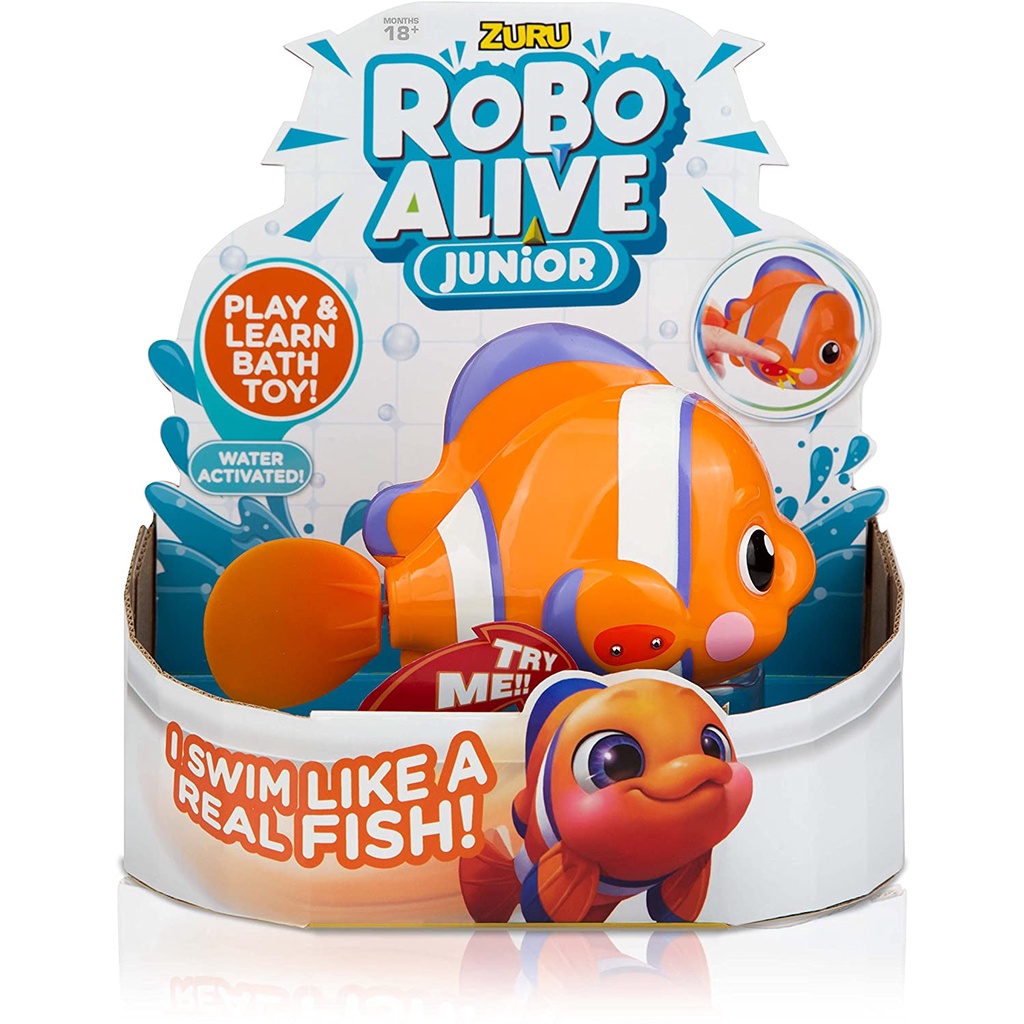 Cá hề robot thông minh tự bơi siêu bền chính hãng Zuru (Robo Alive Junior Little Fish Battery-Powered Bath Toy by ZURU)
