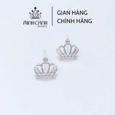 Bông Tai Hình Vương Miện Đính Đá Bạc Ta - Minh Canh Jewelry