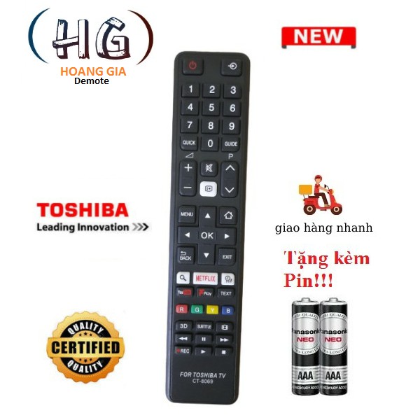 Điều khiển tivi Toshiba - Hàng tốt các dòng TV Toshiba 32L 43U 43L 49L 49U 50U 55L 55U LCD-Model CT-8069_Hàng Tốt !!!