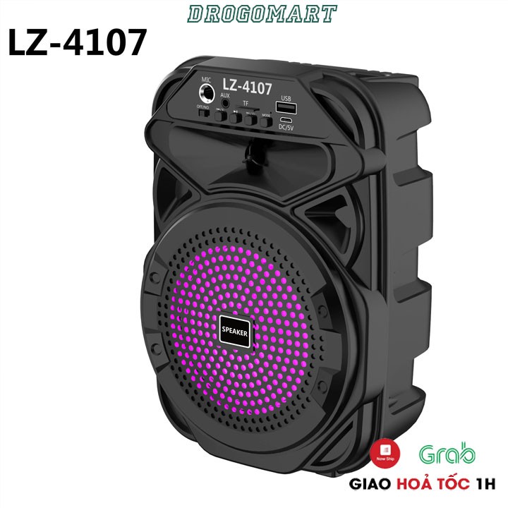 Loa Karaoke Bluetooth Lz 4107 Công Suất 10W Kèm Micro- Loa Kéo Karaoke, Hát Karaoke Bluetooth Đèn LED RGB