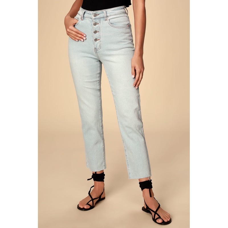 Quần jeans lưng cao nút vnxk