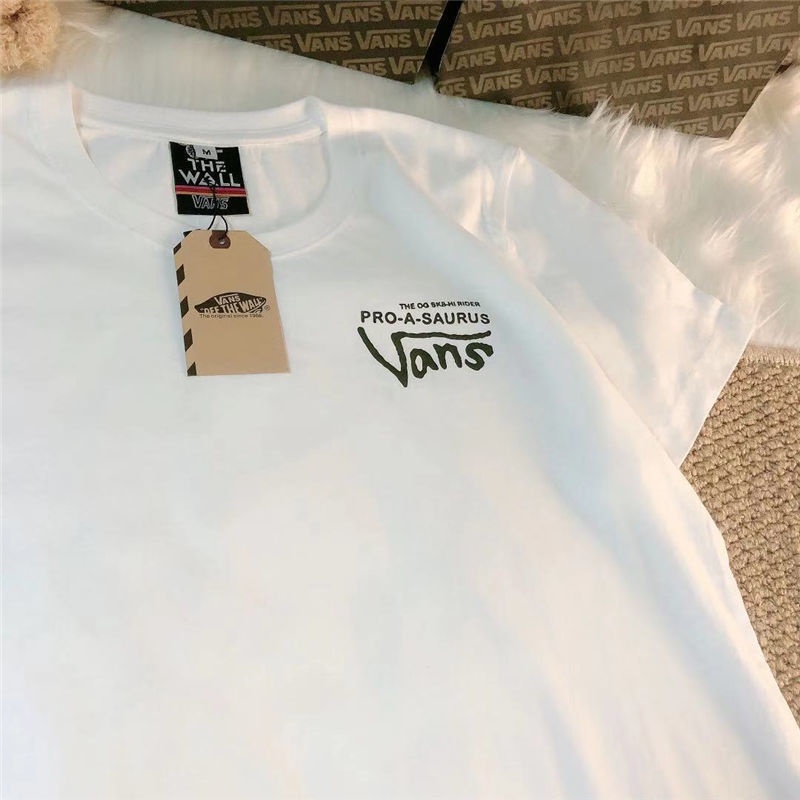 Áo Thun 100% Cotton Tay Ngắn Cổ Tròn Dáng Rộng In Logo VANS OFF Cá Tính Cho Nam Nữ
