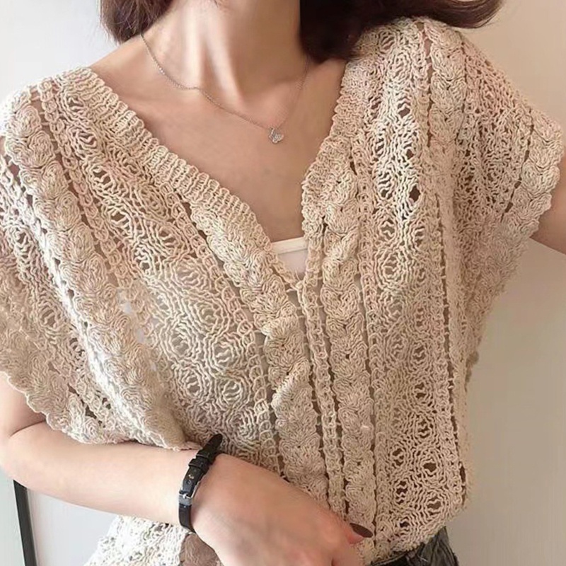 Áo Len Không Tay Cổ Chữ V Màu Sắc Đơn Giản Thời Trang Mùa Hè Cho Nữ