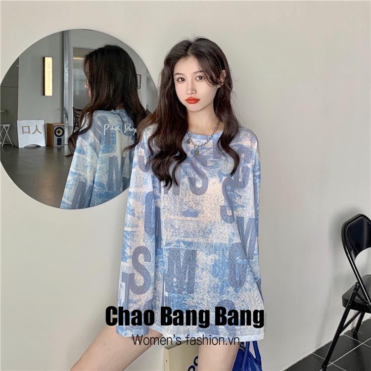 Porozi  Áo Thun Tay Dài Nhuộm Màu Kiểu Hàn Quốc Xinh Xắn Cho Nữ