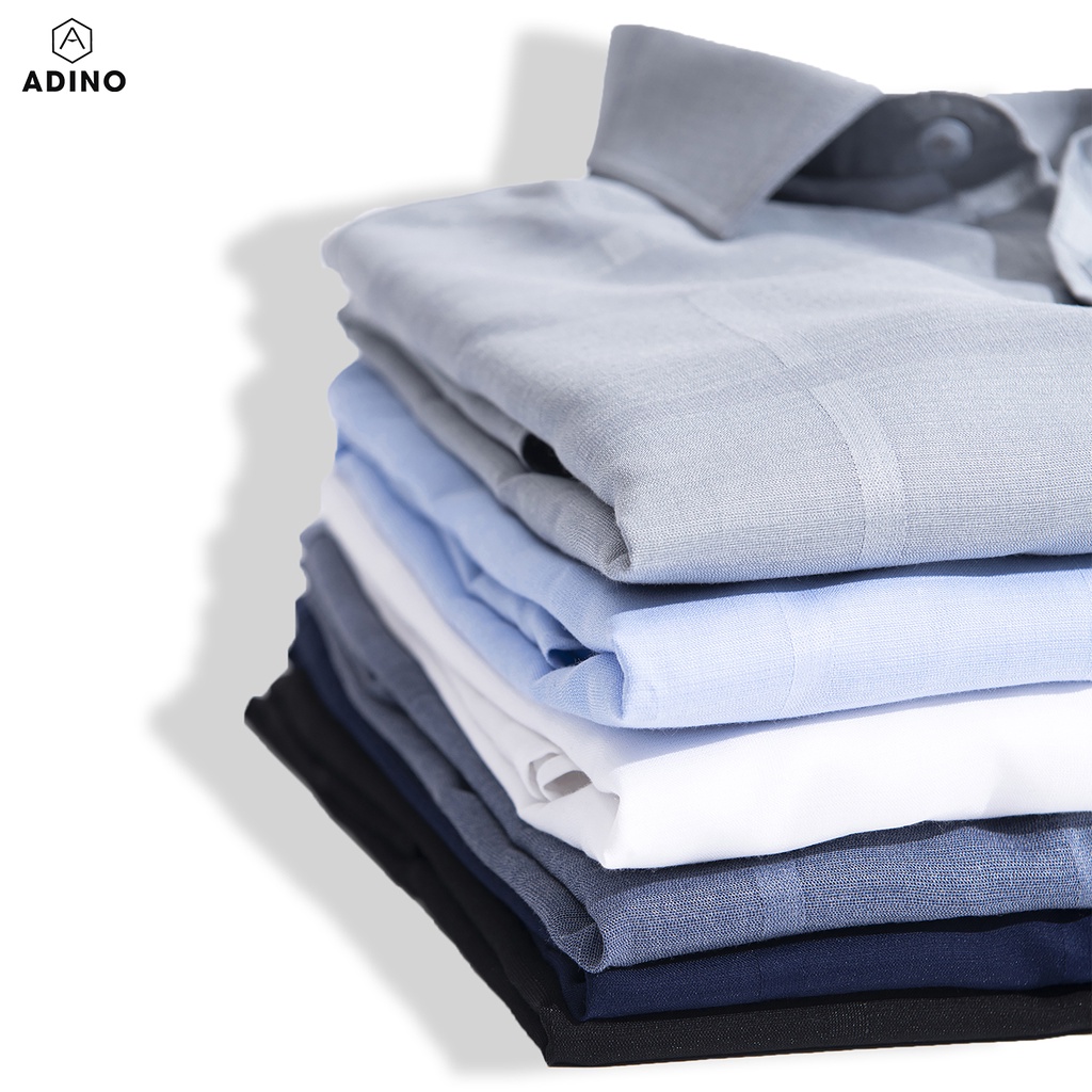 Áo sơ mi nam dài tay ADINO màu tím than kẻ BBR vải sợi sồi modal cao cấp mềm mịn dáng công sở slimfit trẻ trung S237