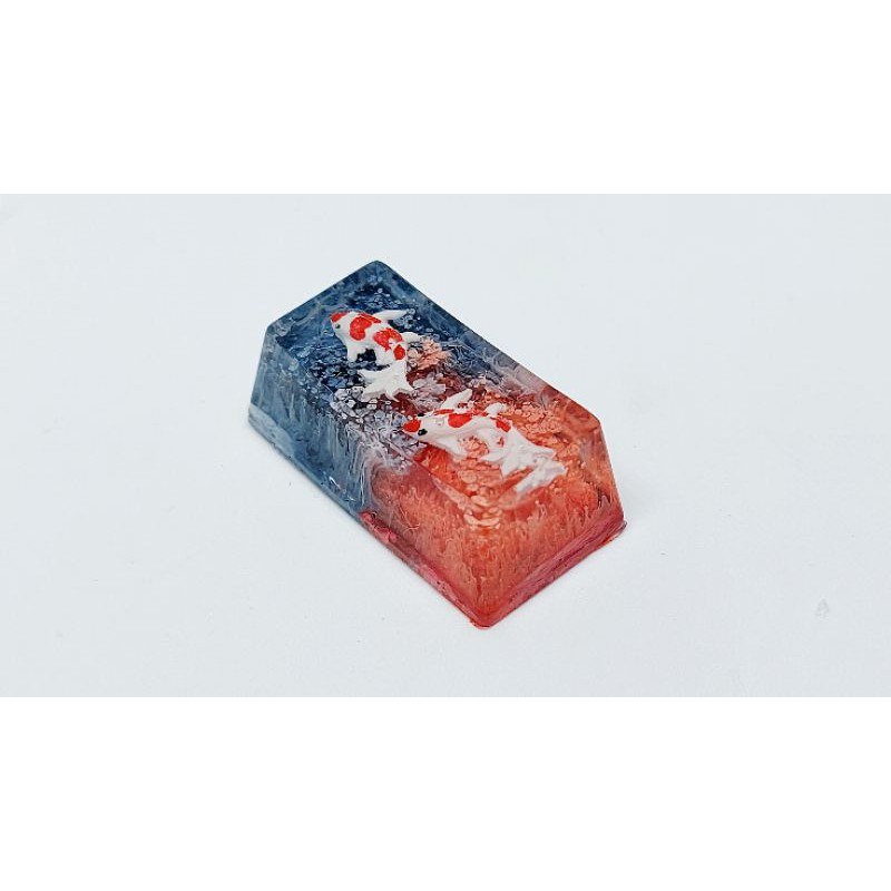 Keycap artisan cá koi 2U trang trí bàn phím cơ (tone đỏ đen)