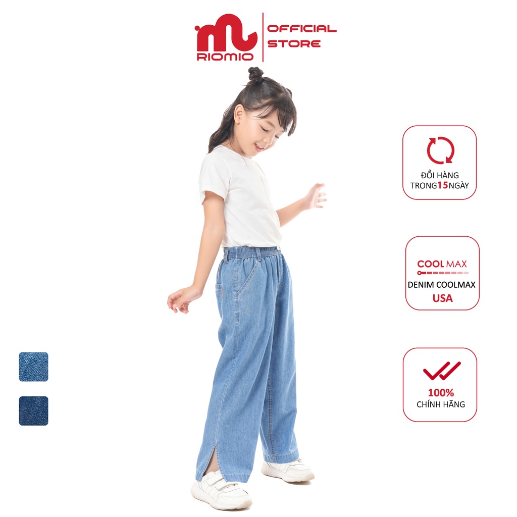 Quần jean cho bé gái ống rộng xẻ gấu đi học đi chơi RIOMIO size 20-55kg 100% cotton jean USA - RO233
