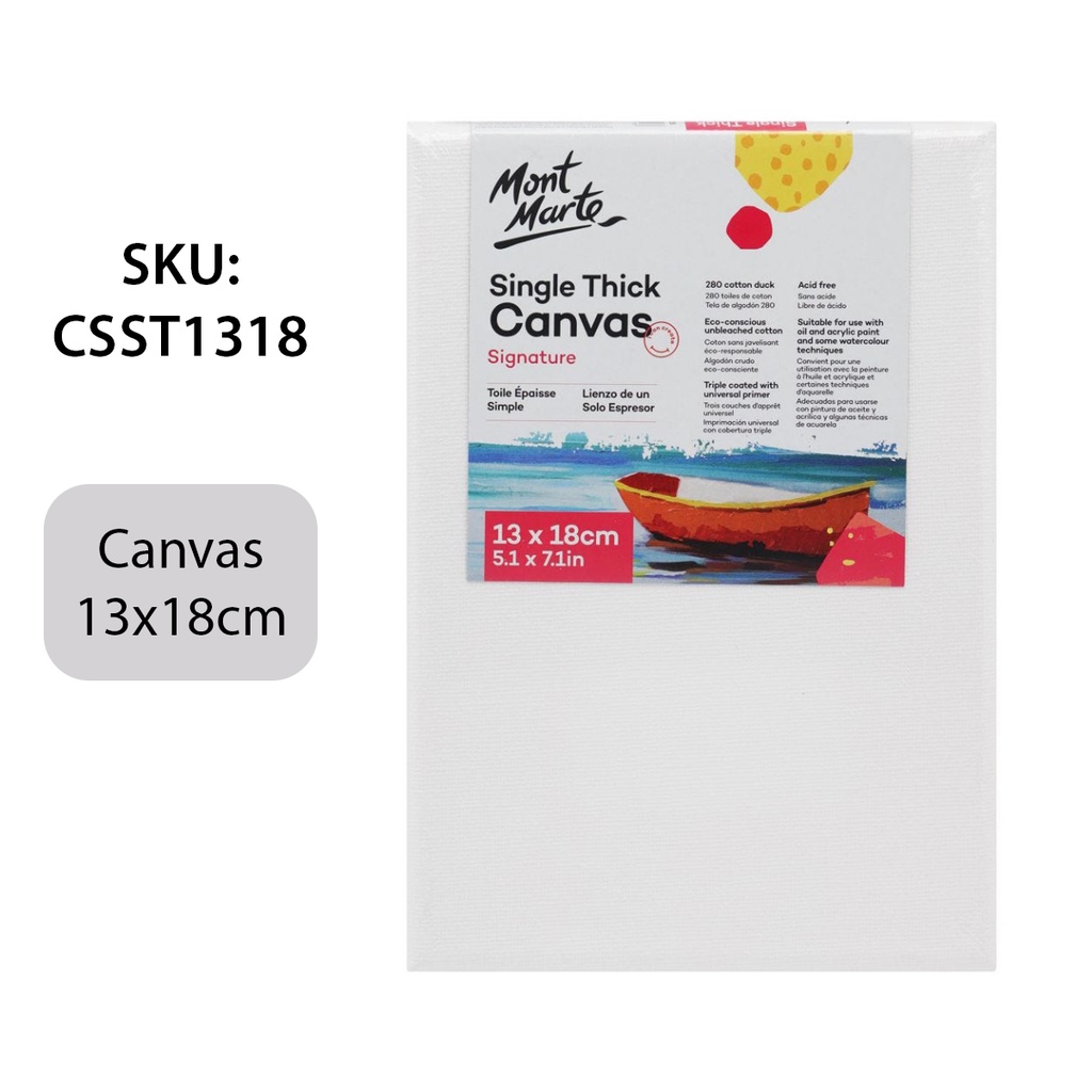 Khung Canvas 13x18cm Mont Marte Single Thick - CSST1318 - Canvas Vẽ Tranh, Toan Vẽ Tranh