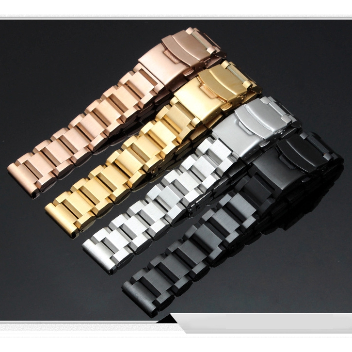 Dây Đồng Hồ Chất Liệu Thép Không Gỉ Mạ Vàng Hồng 18mm 20 22 24mm