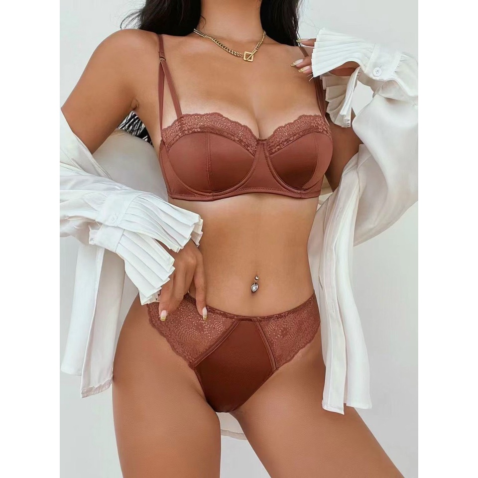 Bộ lót nữ Embra satin không mút đệm mỏng có gọng ren sexy cao cấp, lót mỏng nhẹ thoáng mát nâng ngực tự nhiên EBB65