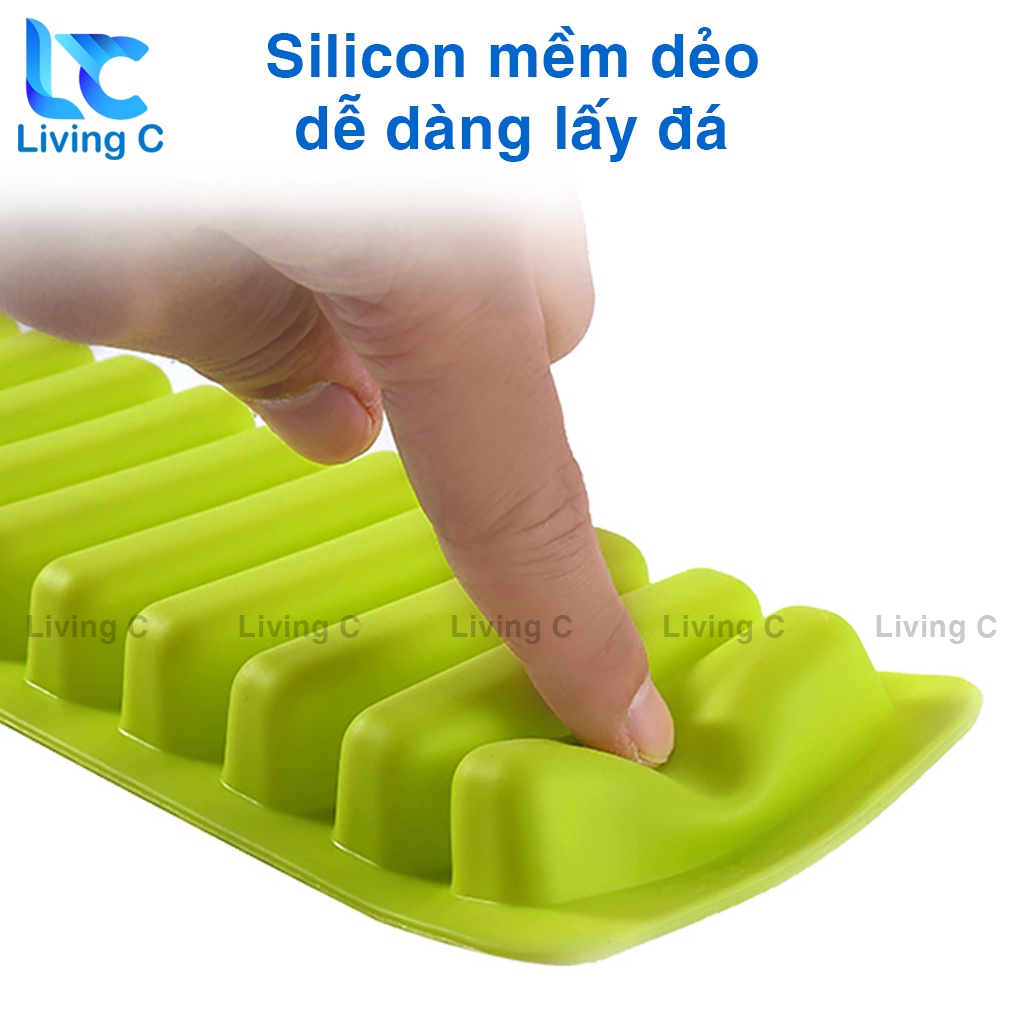 Khay làm đá bằng silicon Living C , khuôn làm đá thông minh 10 ô bằng silicon dễ dàng lấy đá _KDA