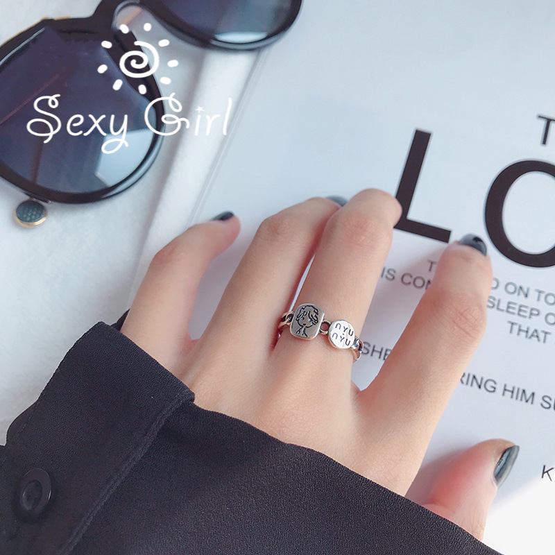 Nhẫn Hở Hình Búp Bê Hoạt Hình Phong Cách Hàn Quốc Cá Tính