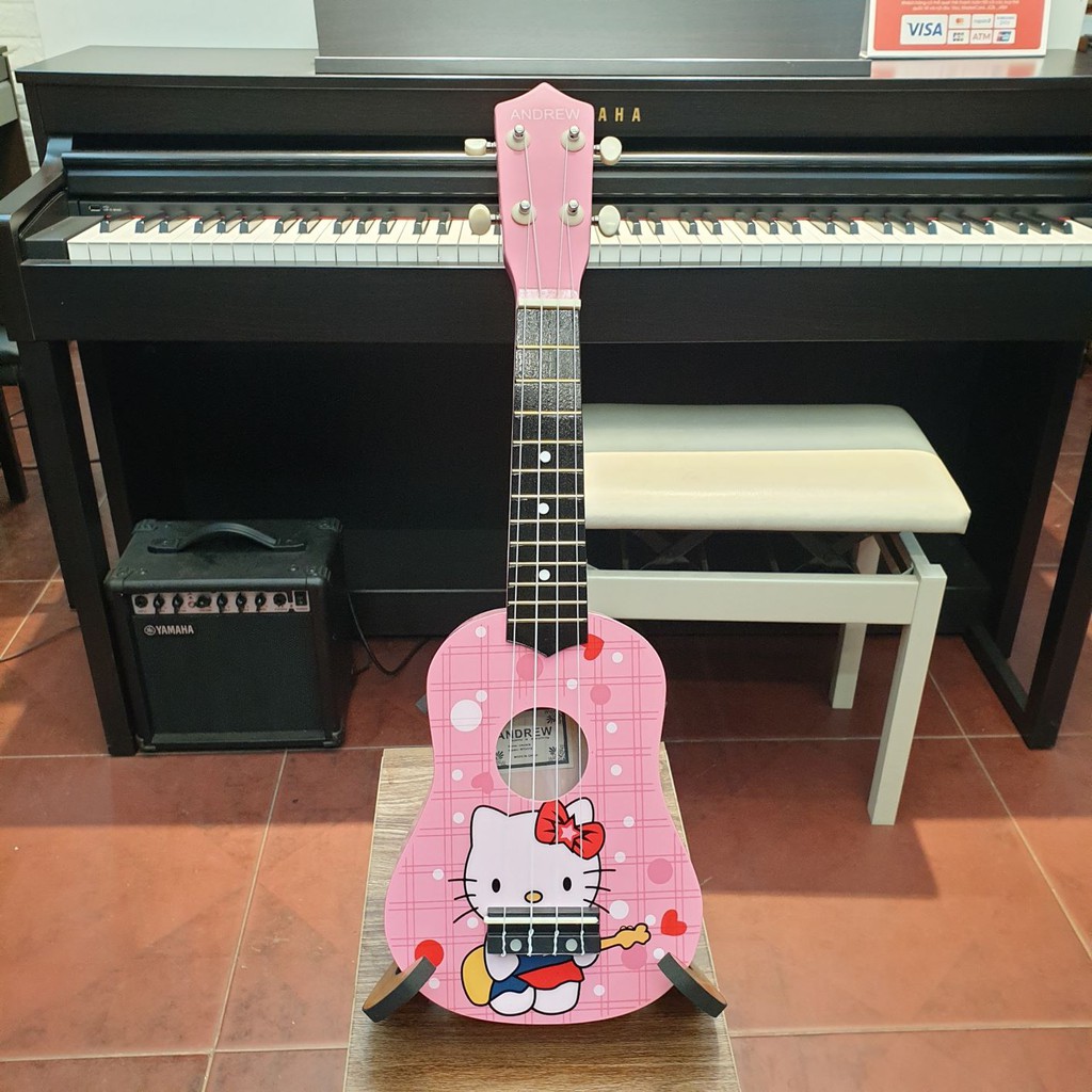 Đàn Ukulele Màu Hồng Hoạt Hình Hello Kitty