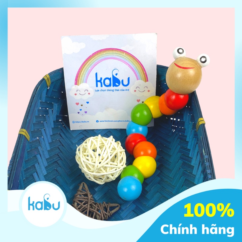 KABU - Sâu Gỗ Đa Sắc Màu Tập Cầm Nắm Cho Bé, Chú Sâu Gỗ Vui Vẻ Cho Bé Từ Sơ Sinh