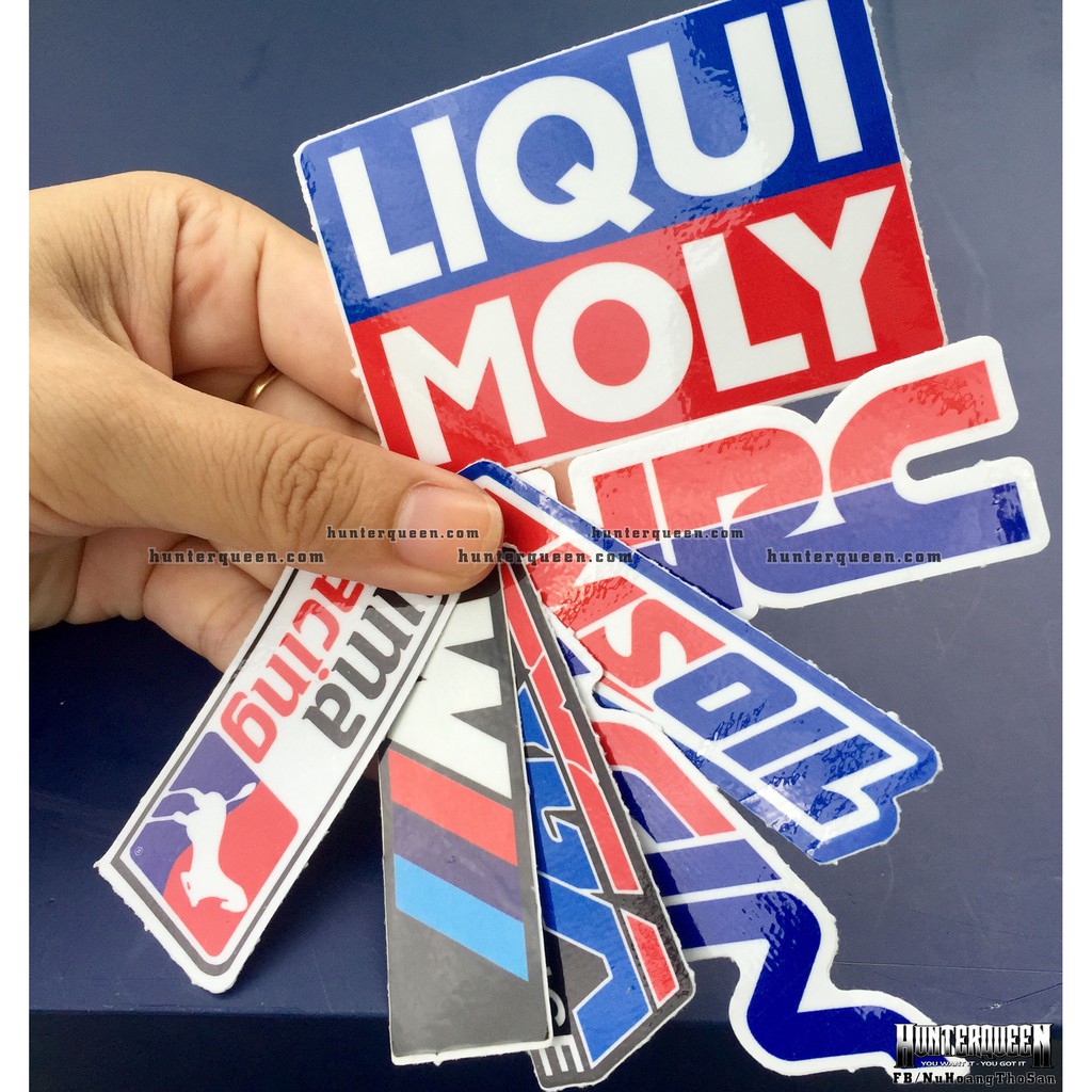 Bộ 7 logo xanh đỏ, decal dán xe máy, nón bảo hiểm... Sticker chống nước, bền màu. Hình dán đẹp